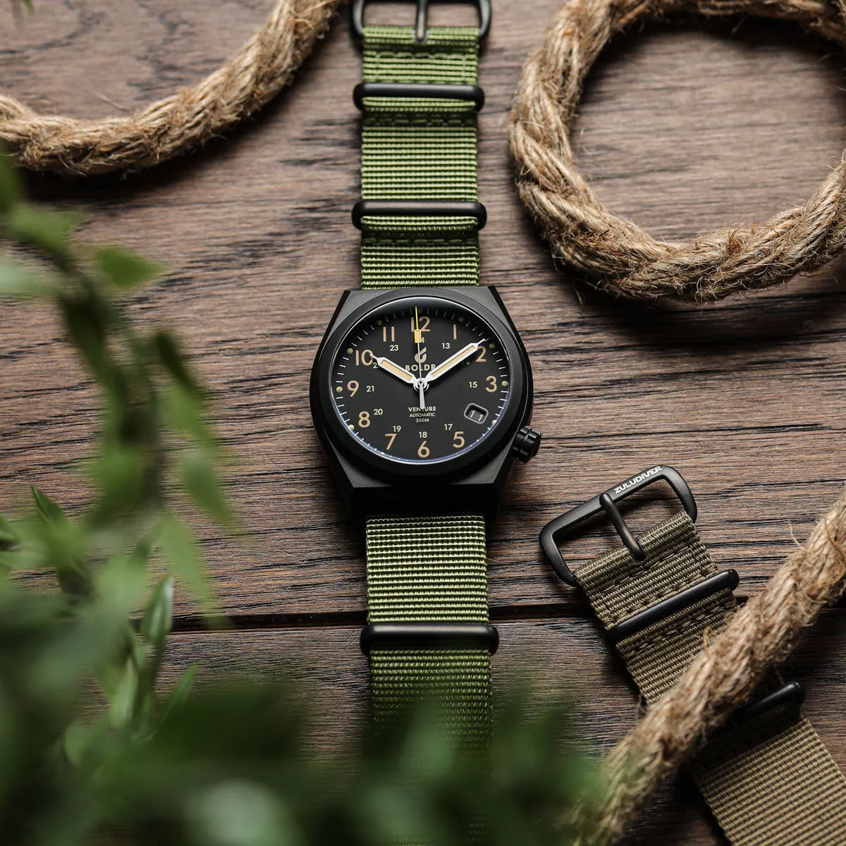 1973 British Military Watch Strap: CADET - Army Green, Satin