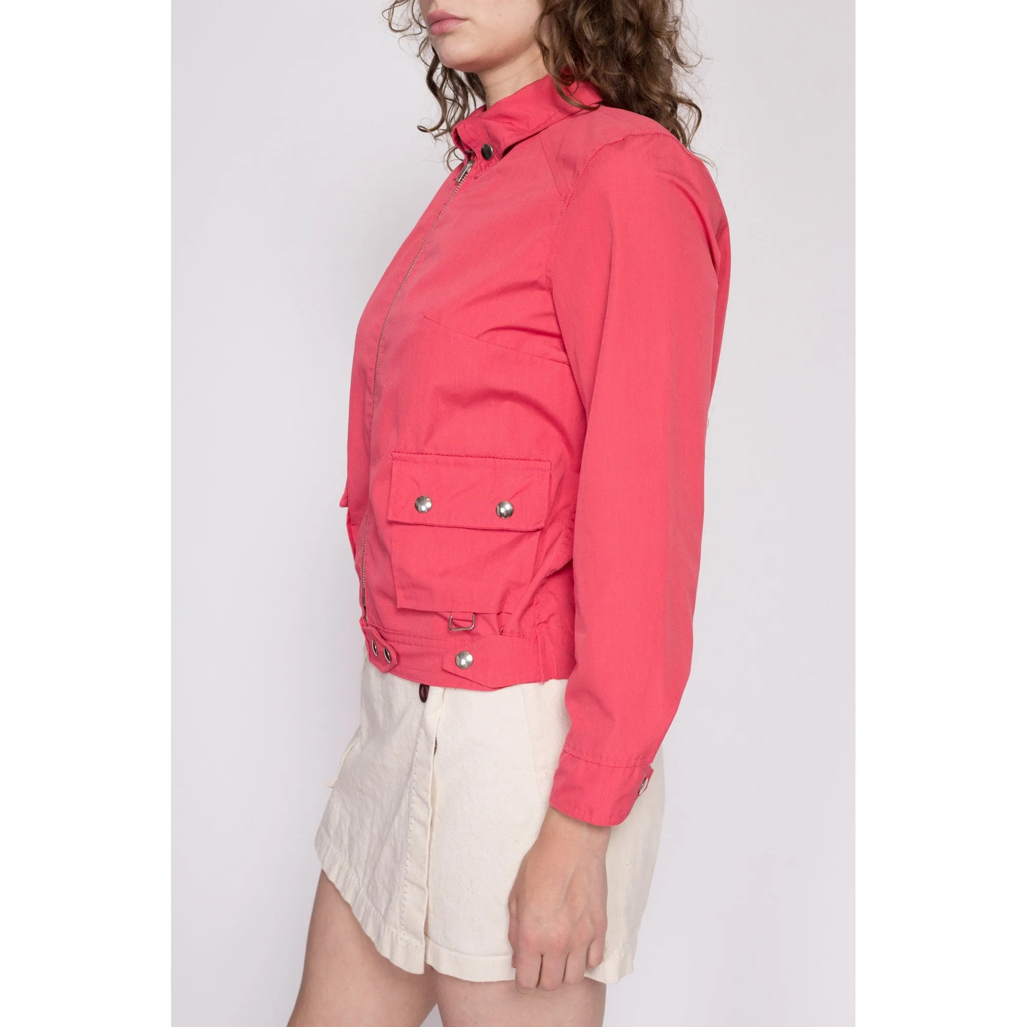 70s Pink Cafe Racer Jacket - Petite Medium