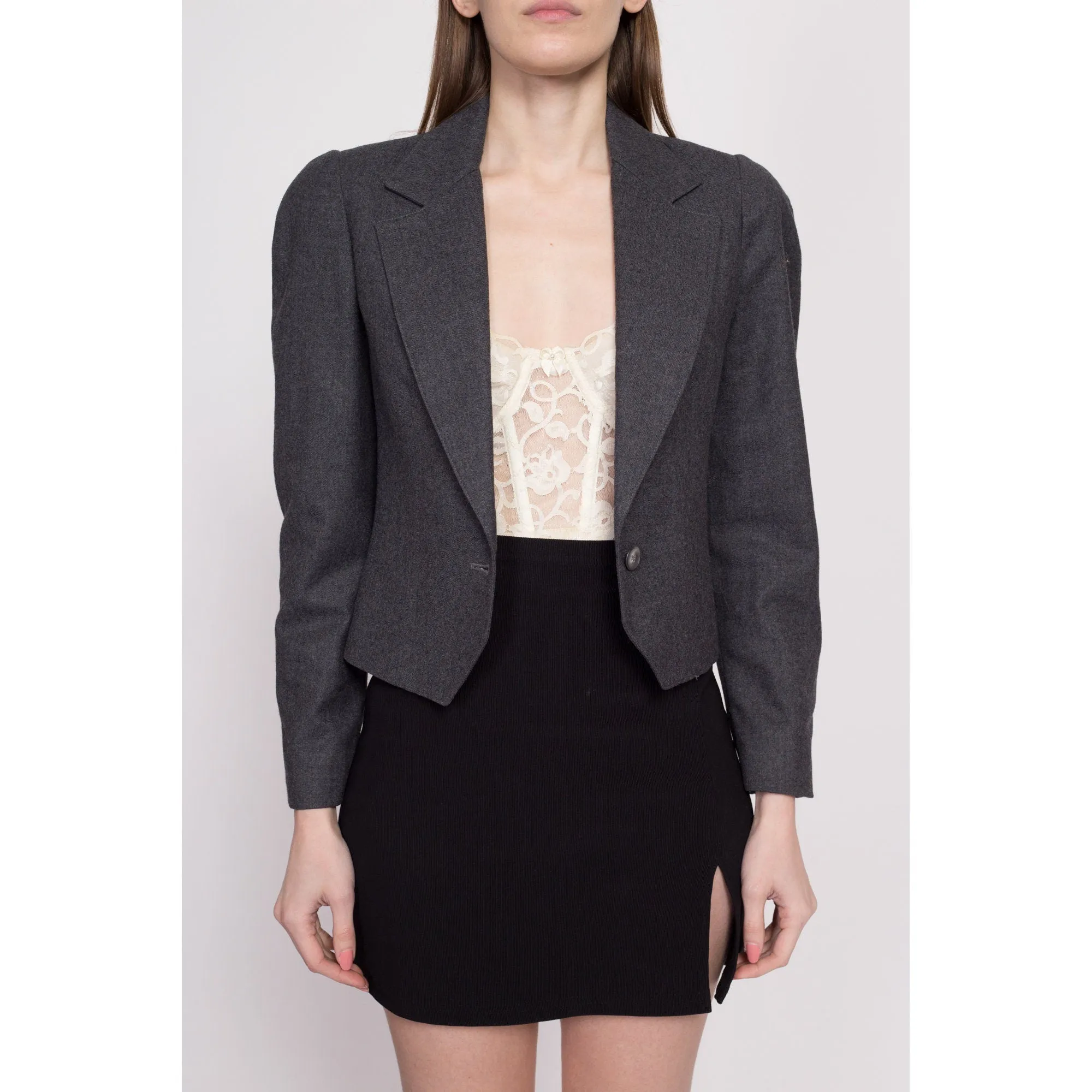 80s Christian Dior Cropped Suit Jacket - Extra Small