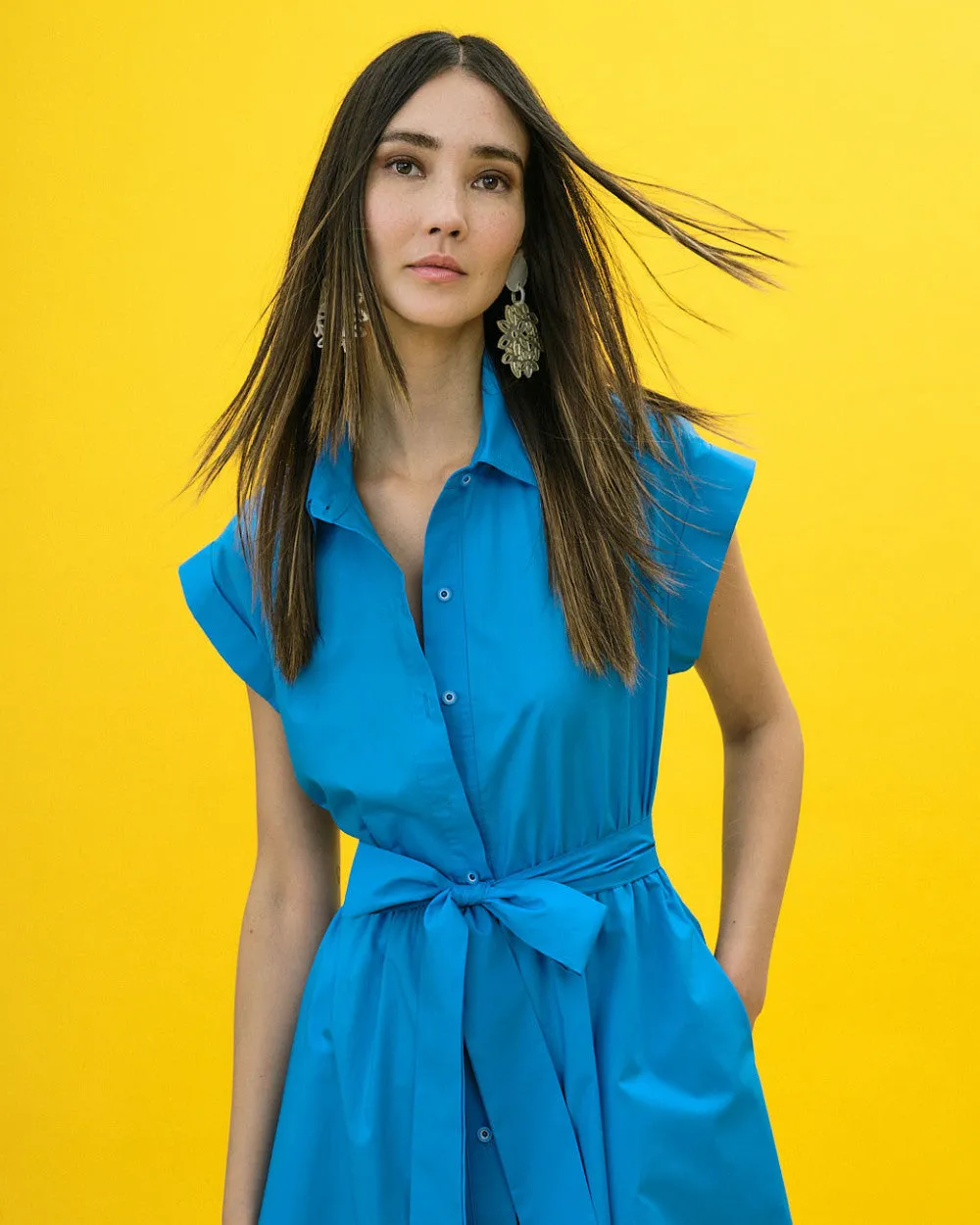 Access Midi Blue Shirt Dress