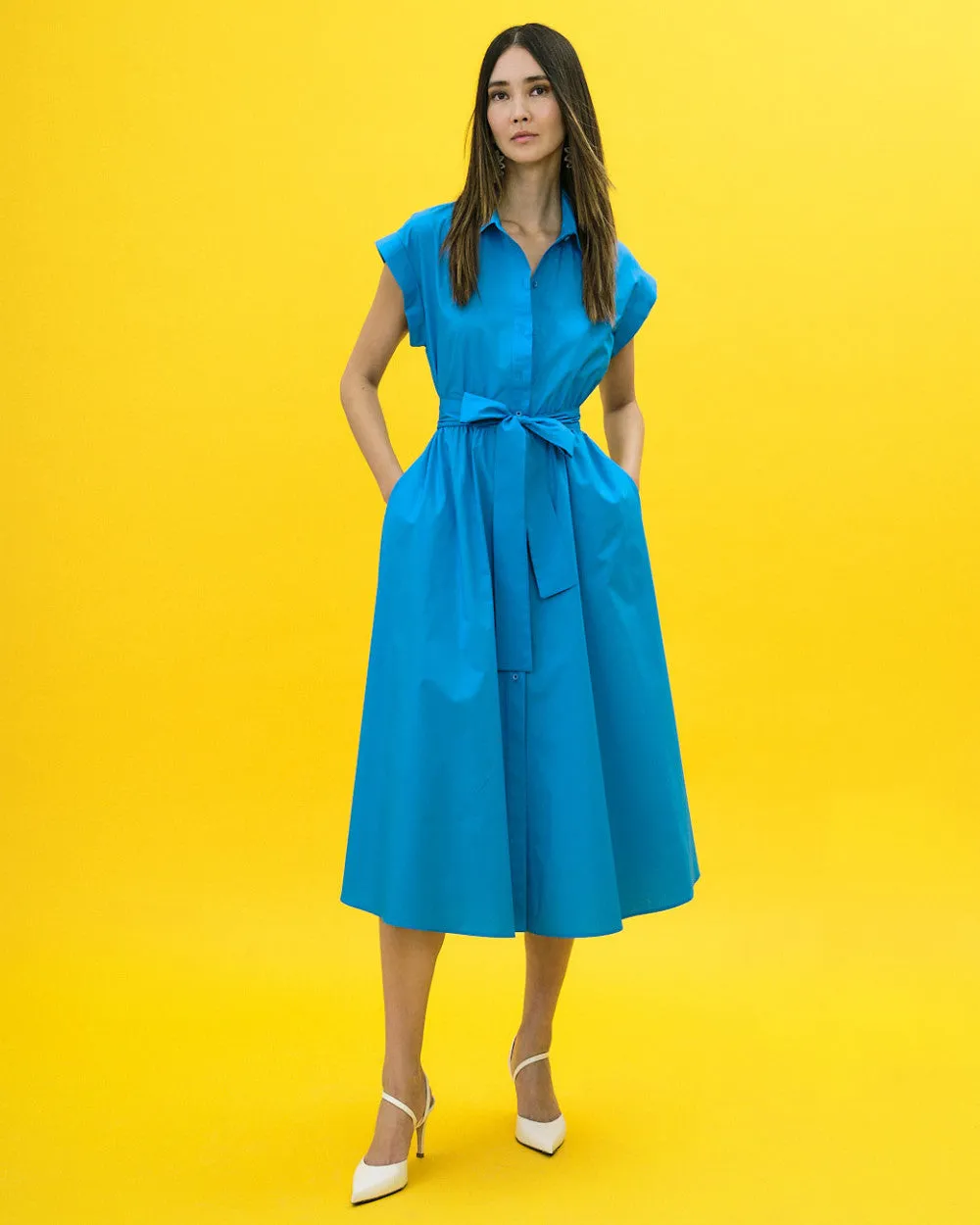 Access Midi Blue Shirt Dress