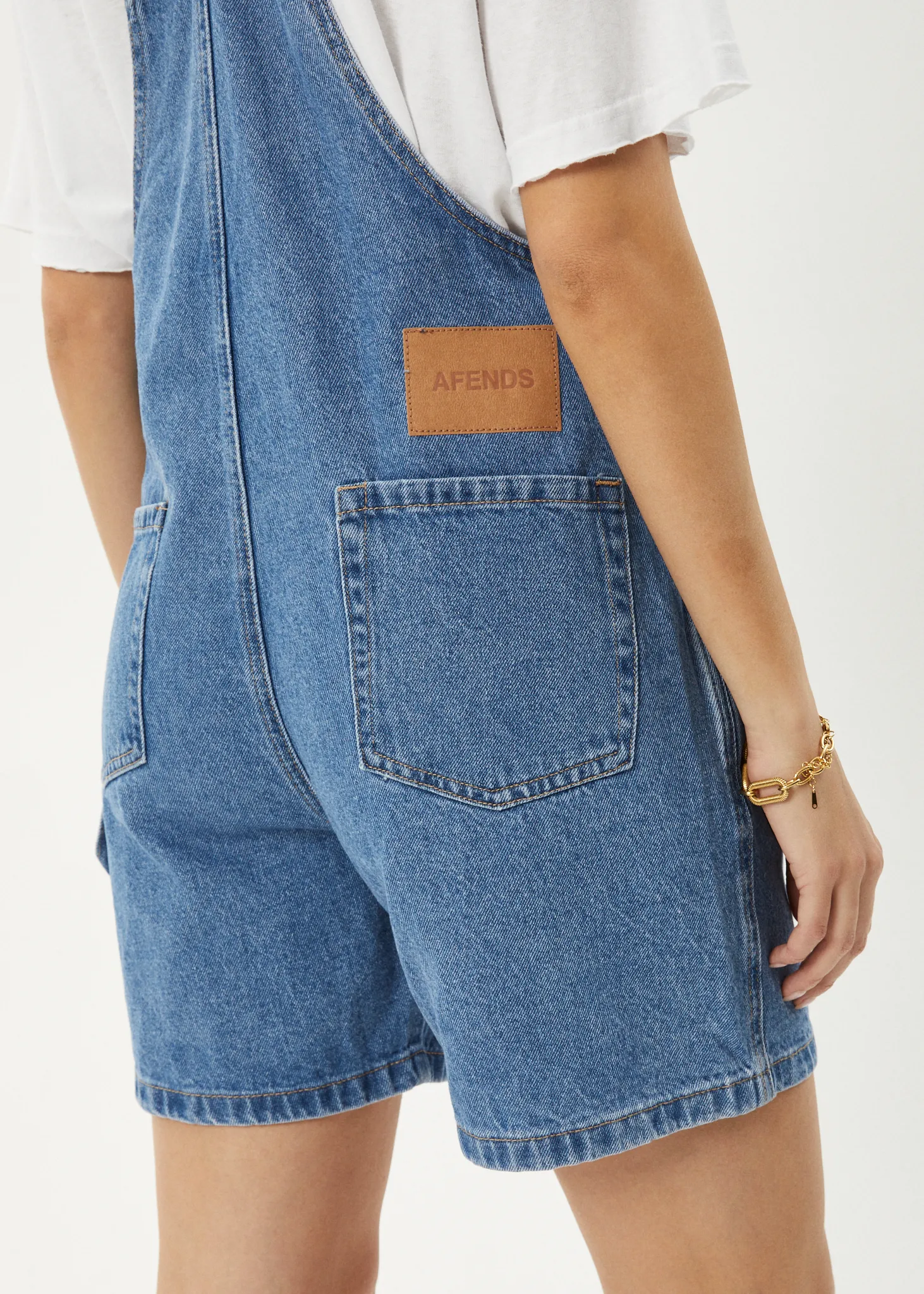 AFENDS Womens Lil Louis - Denim Overall - Worn Blue