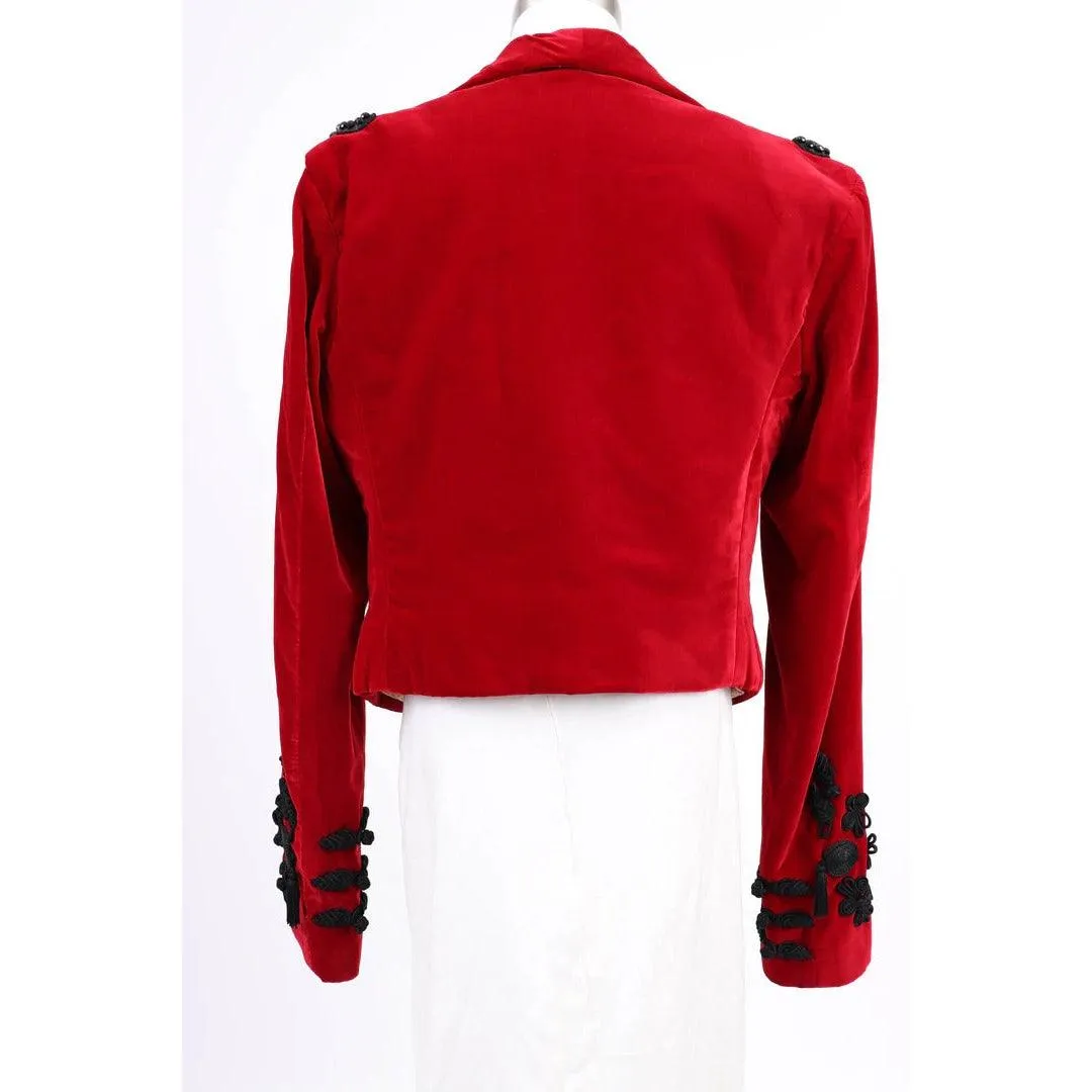 BOLERO 1980's Custom Red Velvet Jacket |  M/L/XL