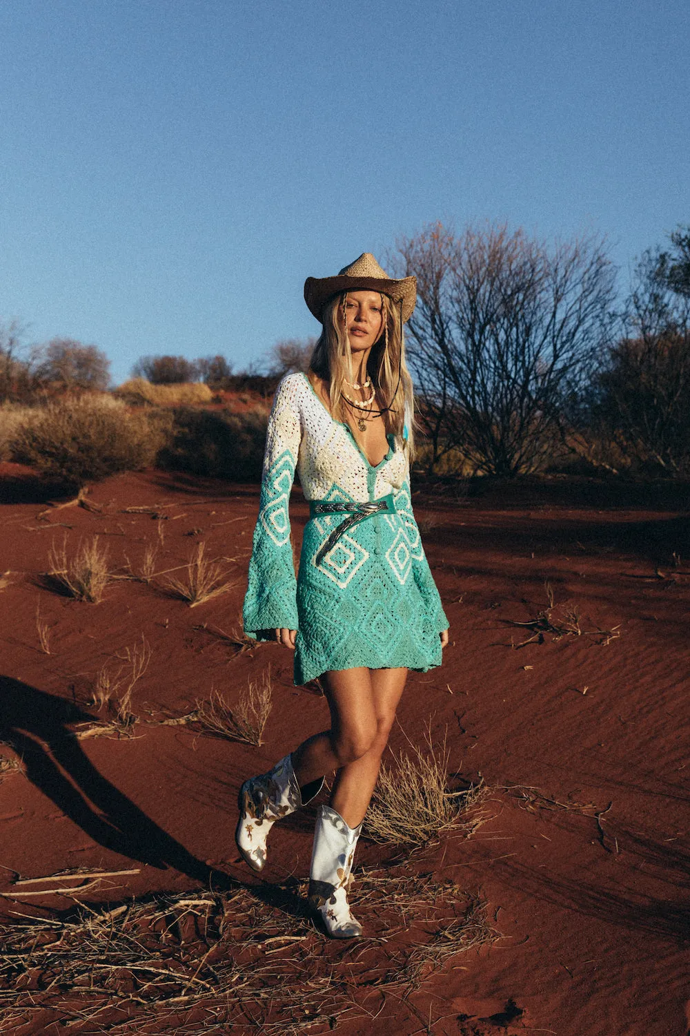 California Crochet Mini Dress