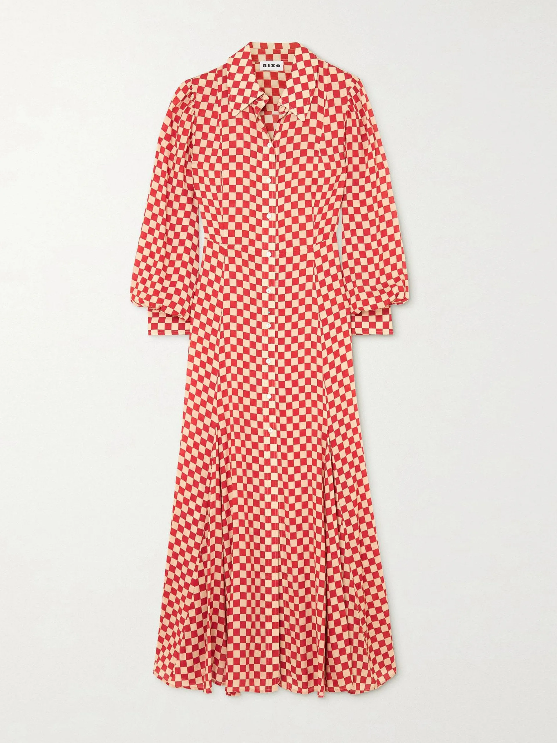 Checked woven midi-dress