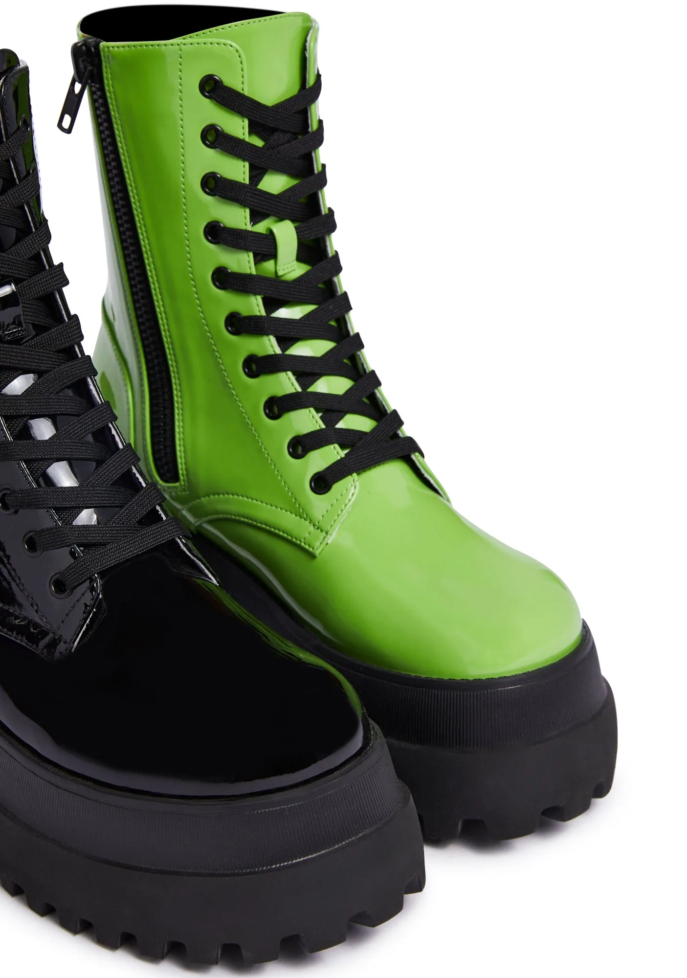 Color Me Haunted Mismatched Boots - Black/Green