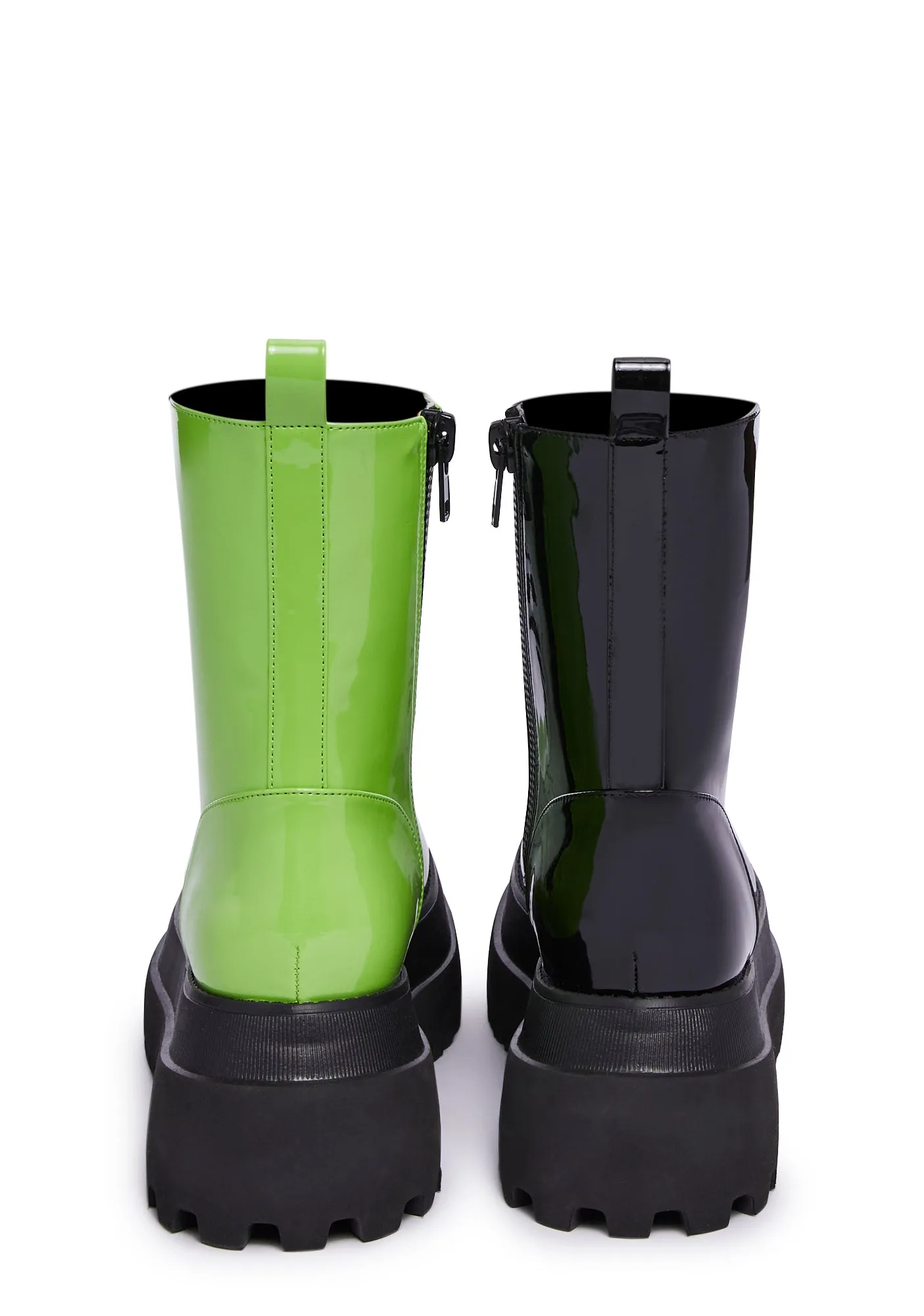 Color Me Haunted Mismatched Boots - Black/Green