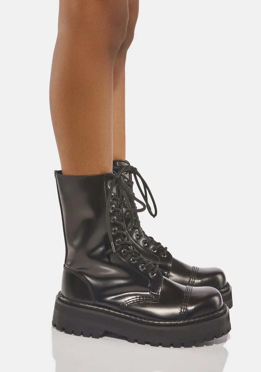 Commando 10 Eyelet Leather Combat Boots