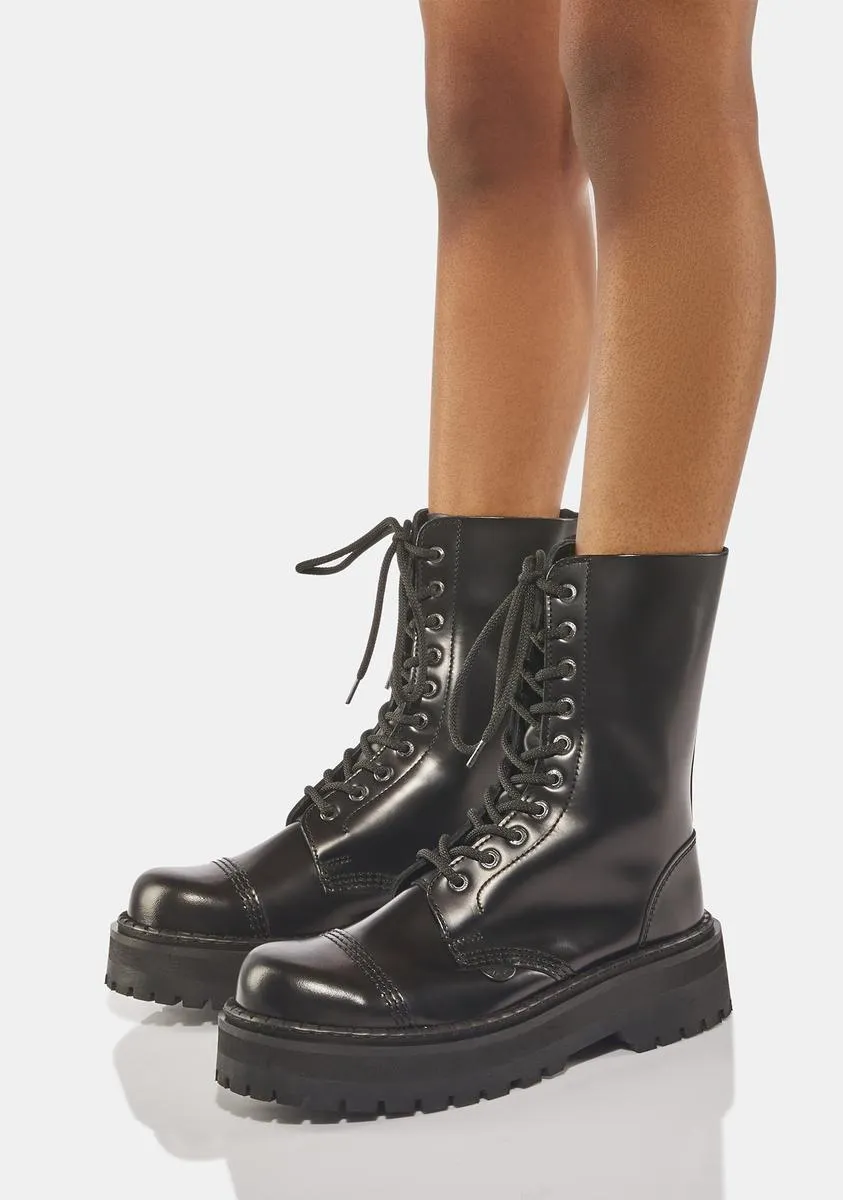 Commando 10 Eyelet Leather Combat Boots