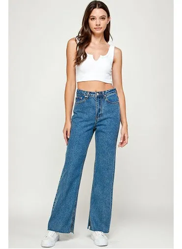 Dad Wide Leg Relaxed Fit Denim Hi Waist Jean Pants