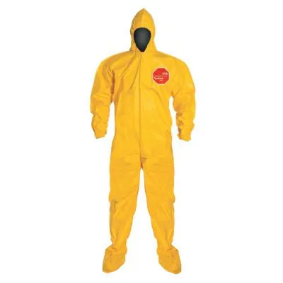 DuPont™ YELLOW TYCHEM QC COVERALL ZIP FT ATT SOCKS 2XL, QC122B-2XL