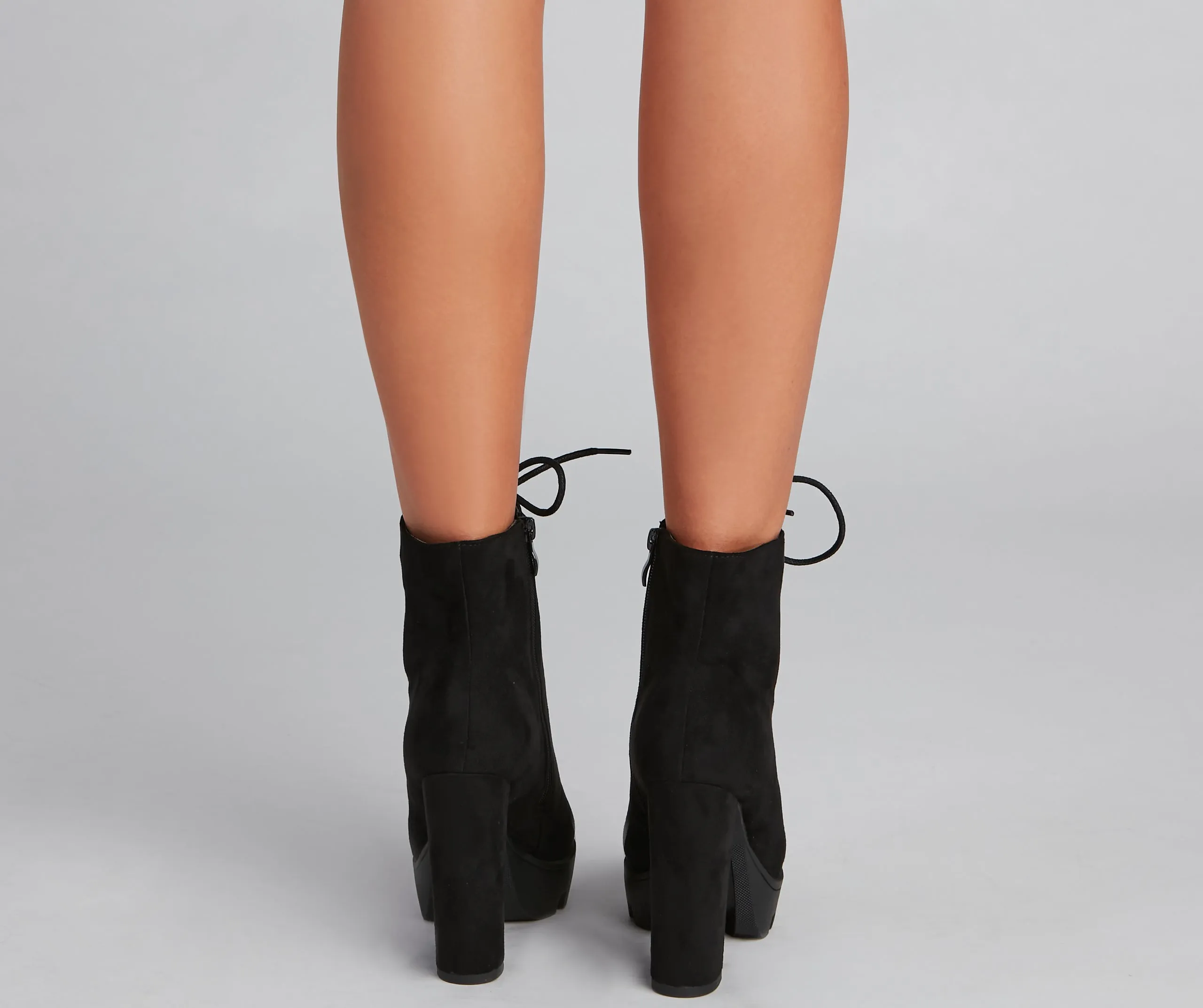 Edgy Heights Lace-Up Lug Booties