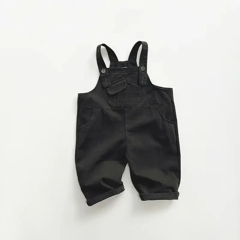 Front Pocket Solid Overalls