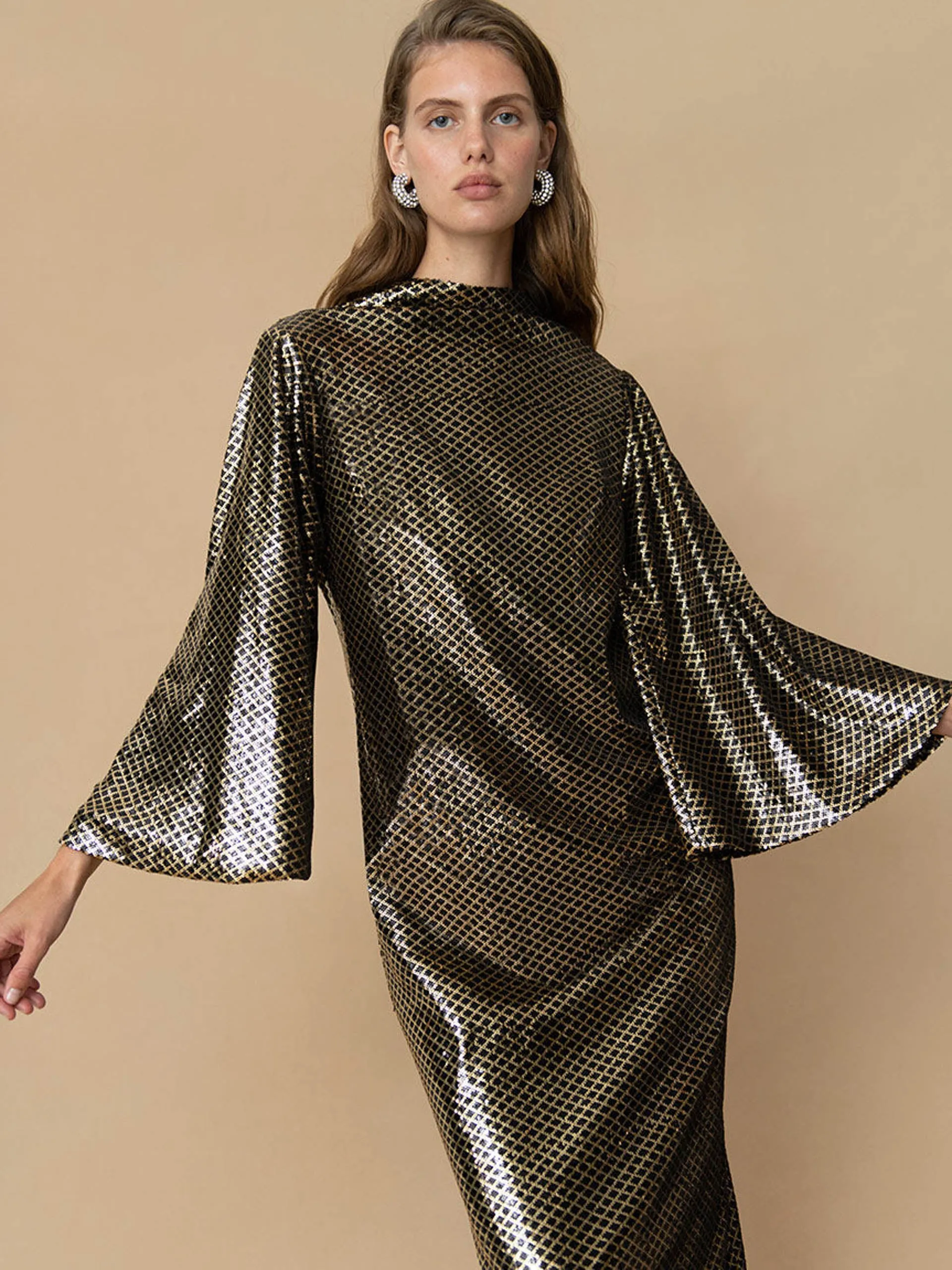 Gold and black Finley sequin maxi dress