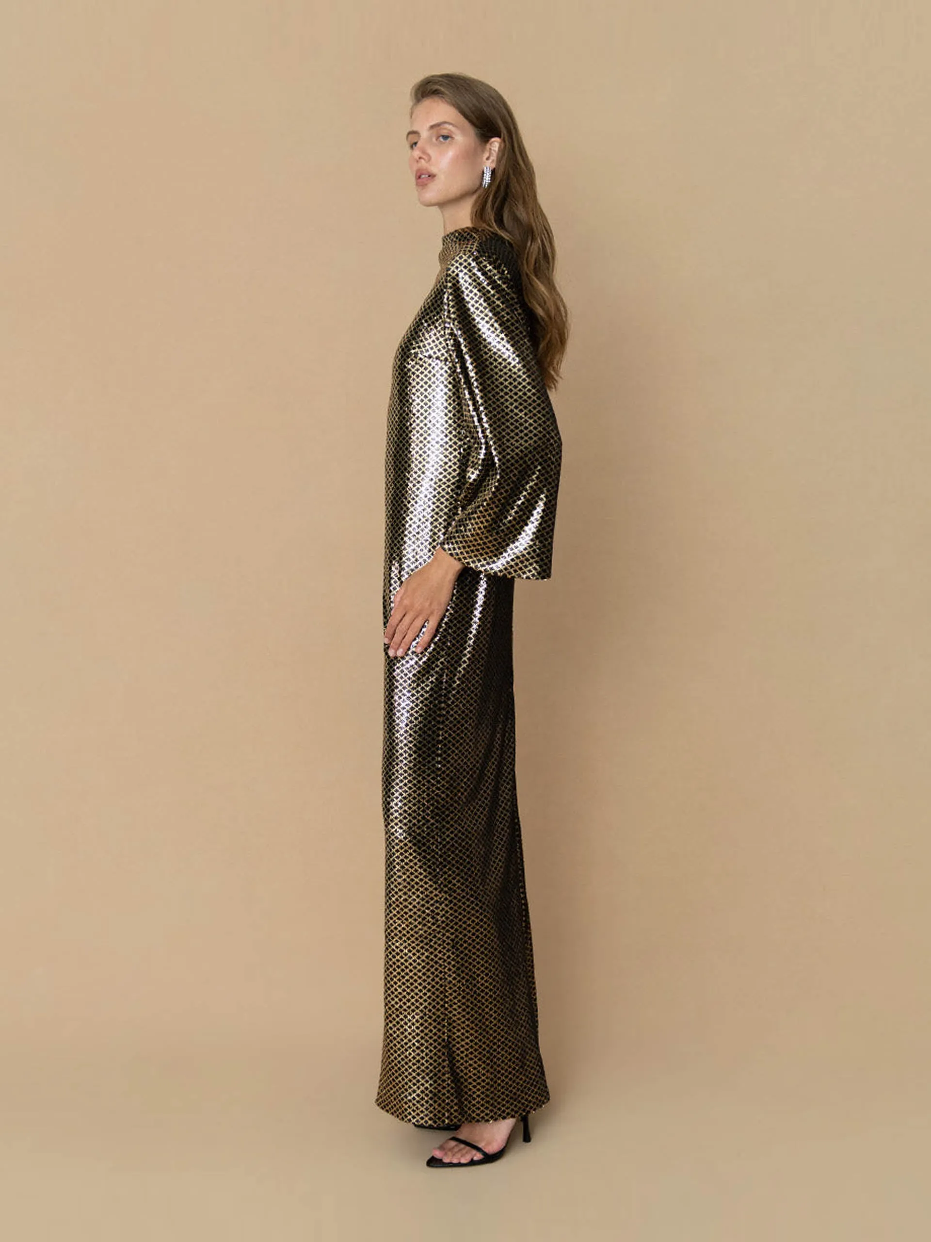 Gold and black Finley sequin maxi dress