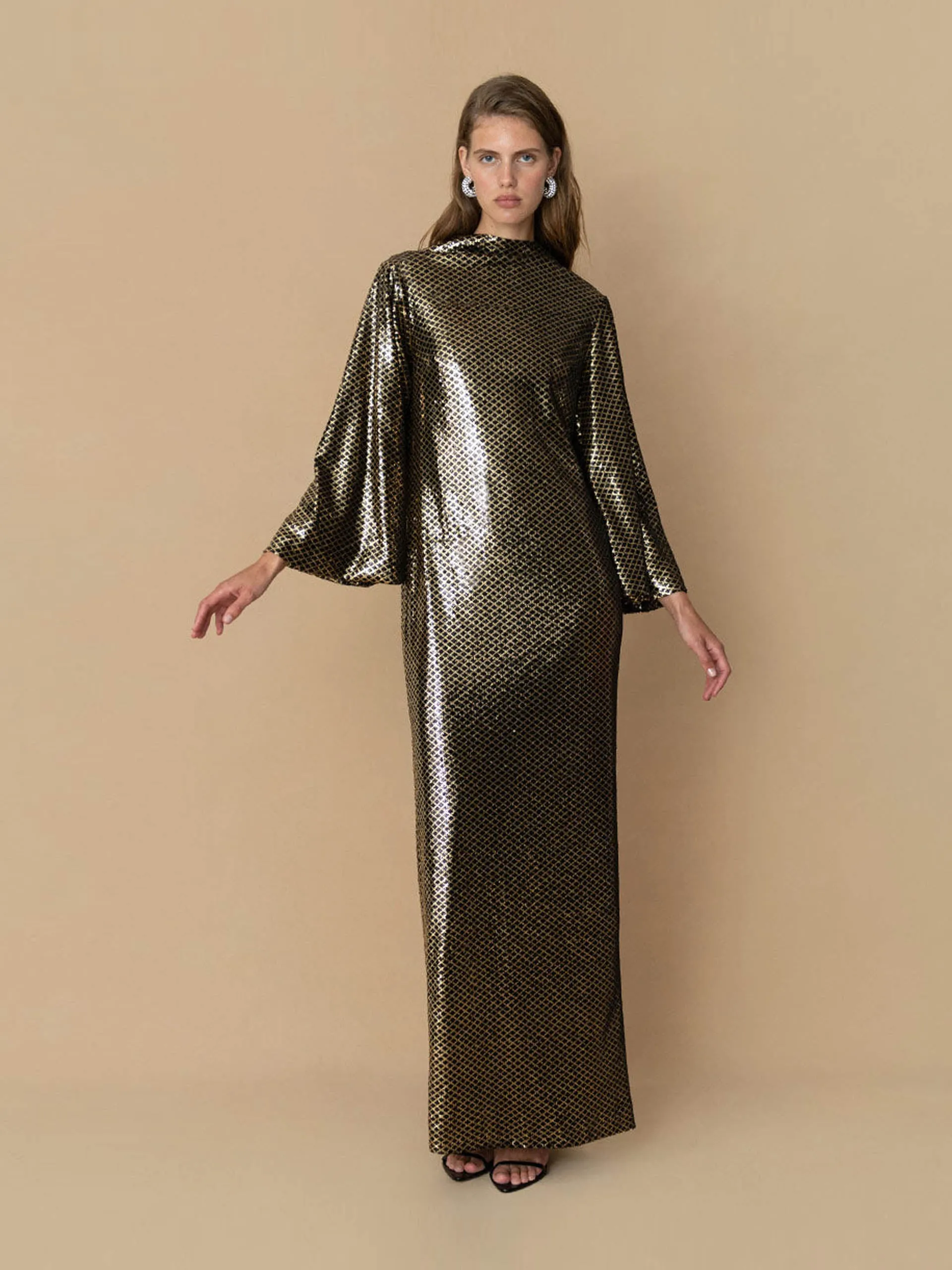 Gold and black Finley sequin maxi dress