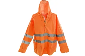 HI VIZ VIS RAIN COAT JACKET HIGH QUALITY WORKWEAR WATERPROOF ORANGE VARIOUS SIZE