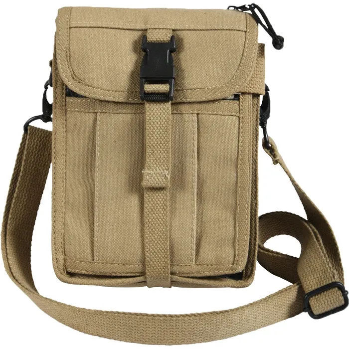 Khaki - Tactical Canvas Travel Portfolio Shoulder Bag