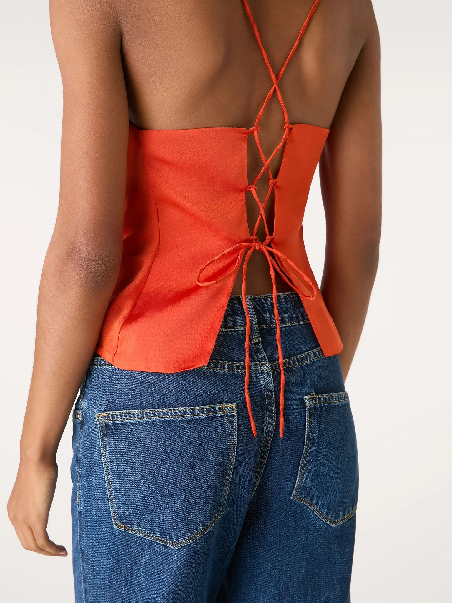 Lila Longline Cami Top in Brick Orange