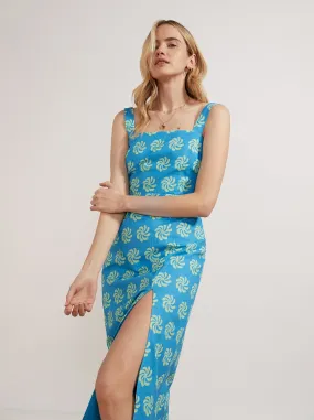 Mara Blue Geo Floral Midi Dress