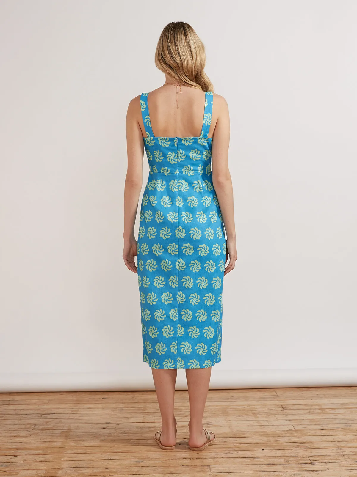 Mara Blue Geo Floral Midi Dress