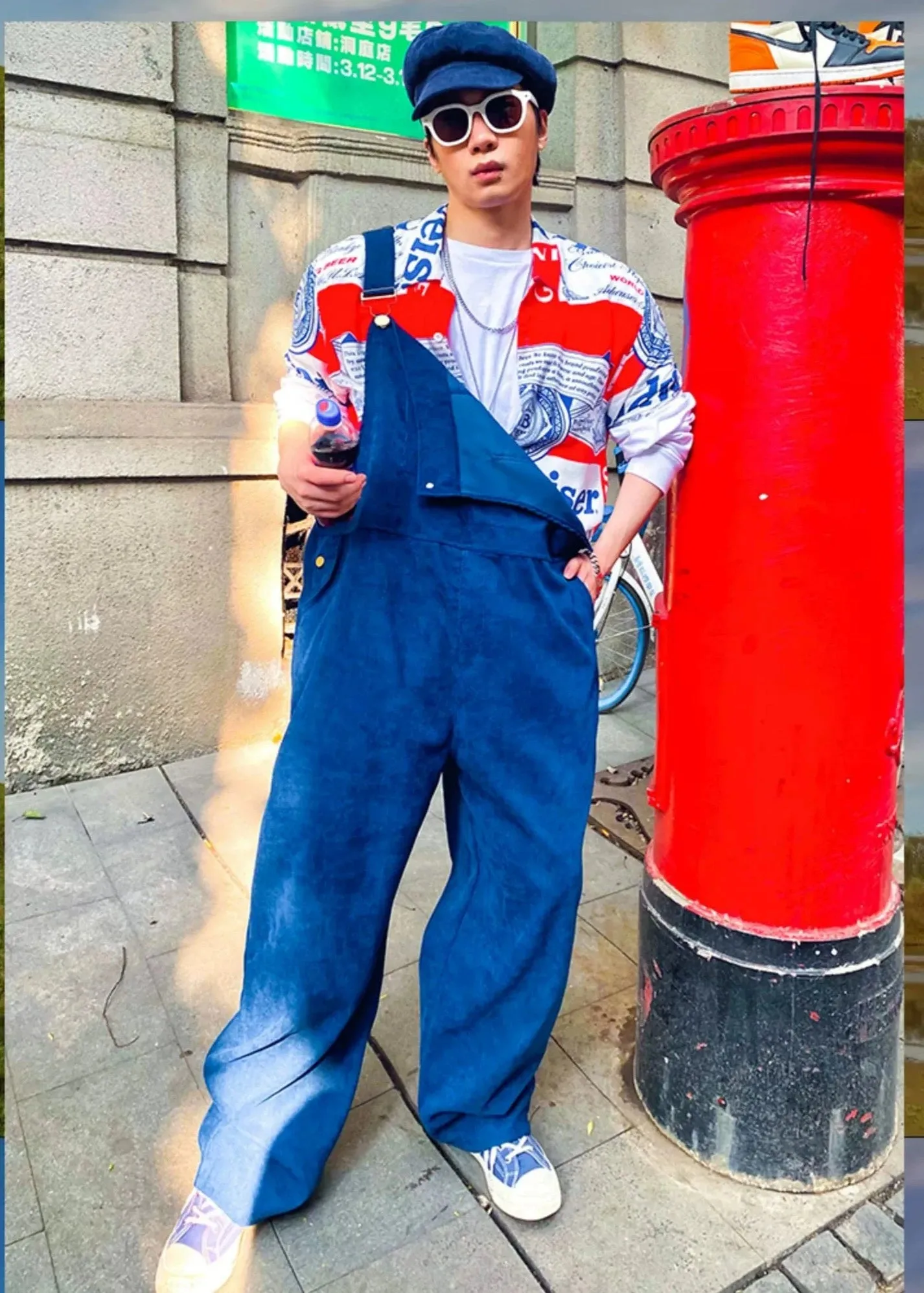 Retro Teal Oversized Overalls