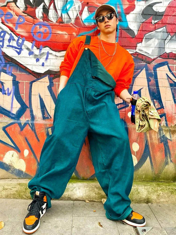 Retro Teal Oversized Overalls