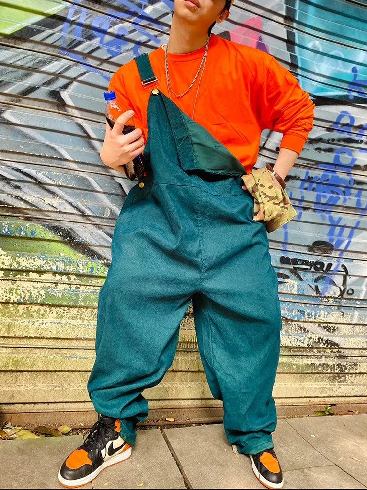 Retro Teal Oversized Overalls