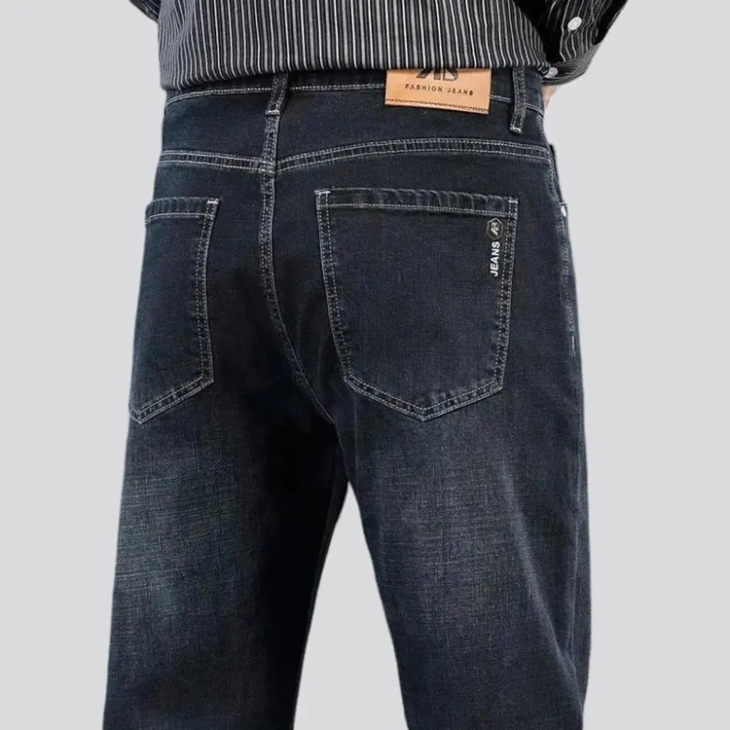 Sanded stonewashed casual jeans for men