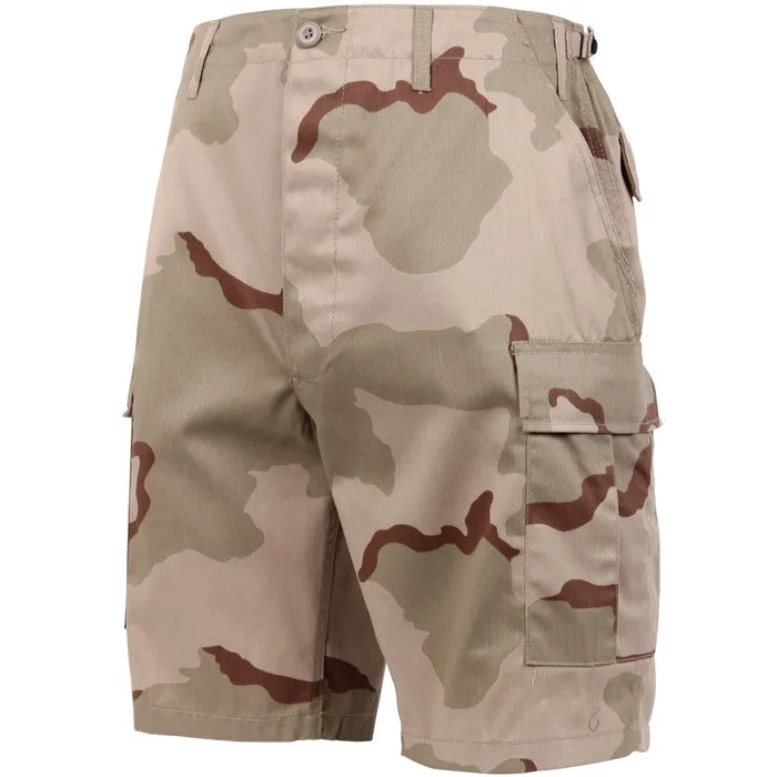 Tri-Color Desert Camouflage - Military Cargo BDU Shorts - Polyester Cotton Twill