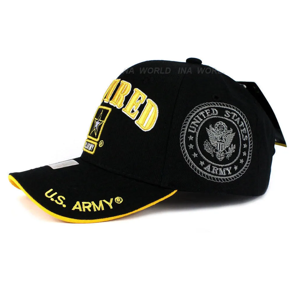 US Army Hat Retired Black Adjustable Cap