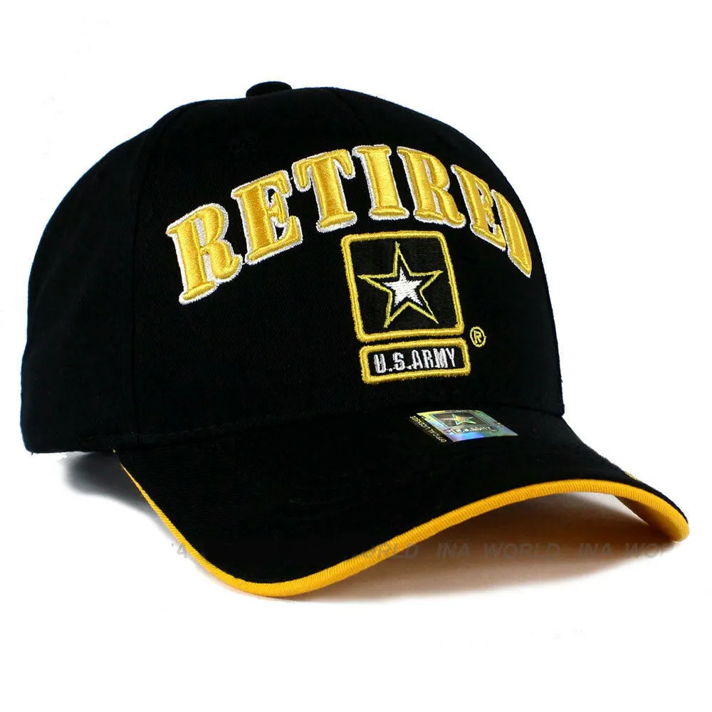 US Army Hat Retired Black Adjustable Cap