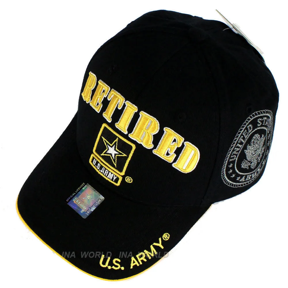 US Army Hat Retired Black Adjustable Cap