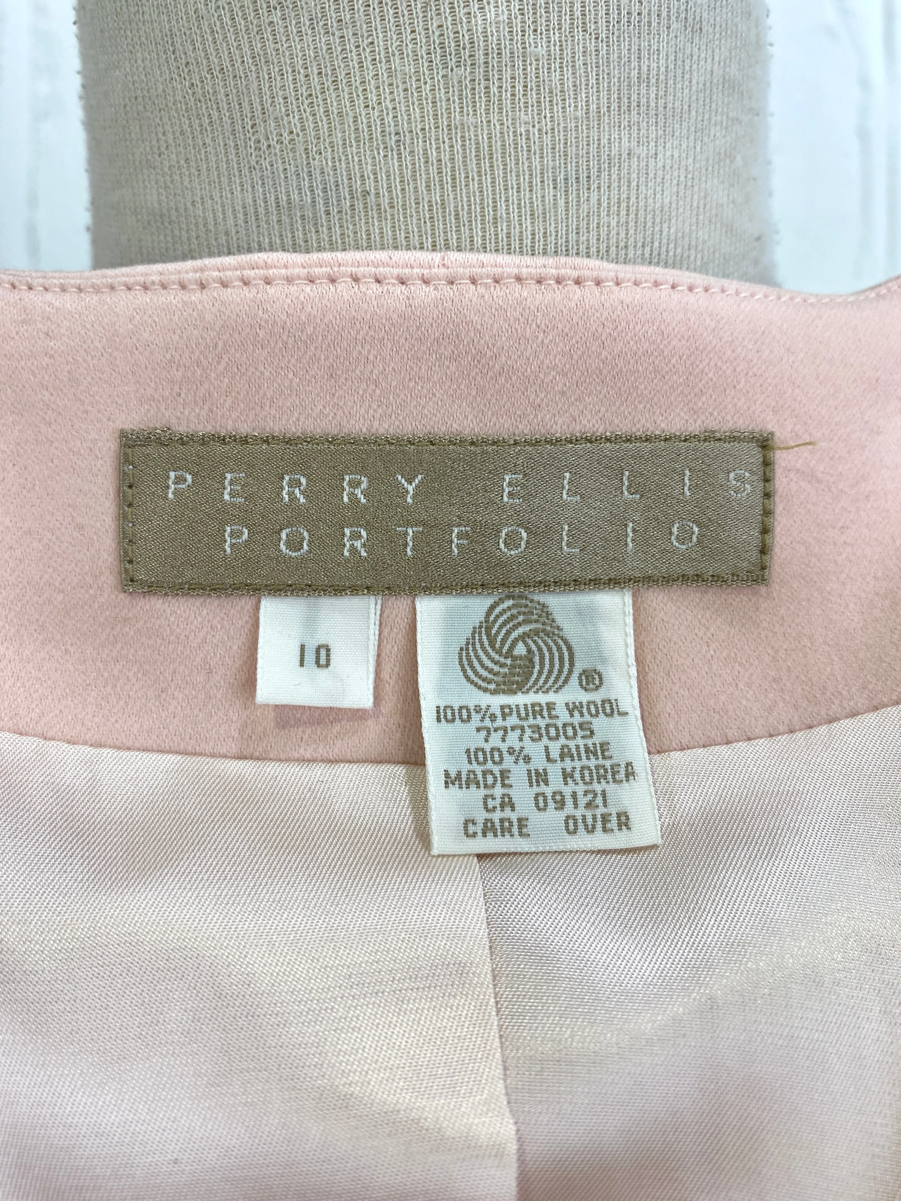 Vintage 1980s Perry Ellis Pink Wool Bolero Style Jacket, B38"