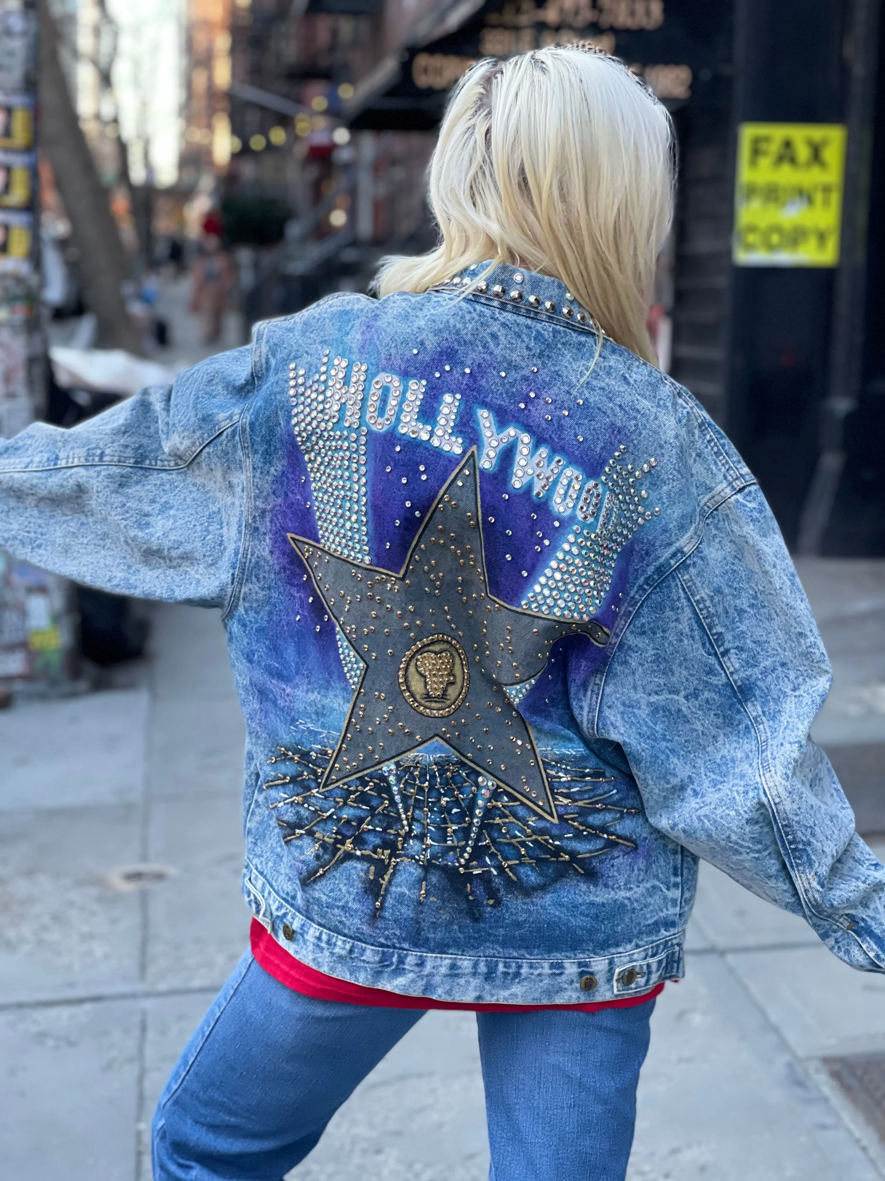 Vintage 1987 Rhinestone Bedazzled Hollywood Jean Jacket