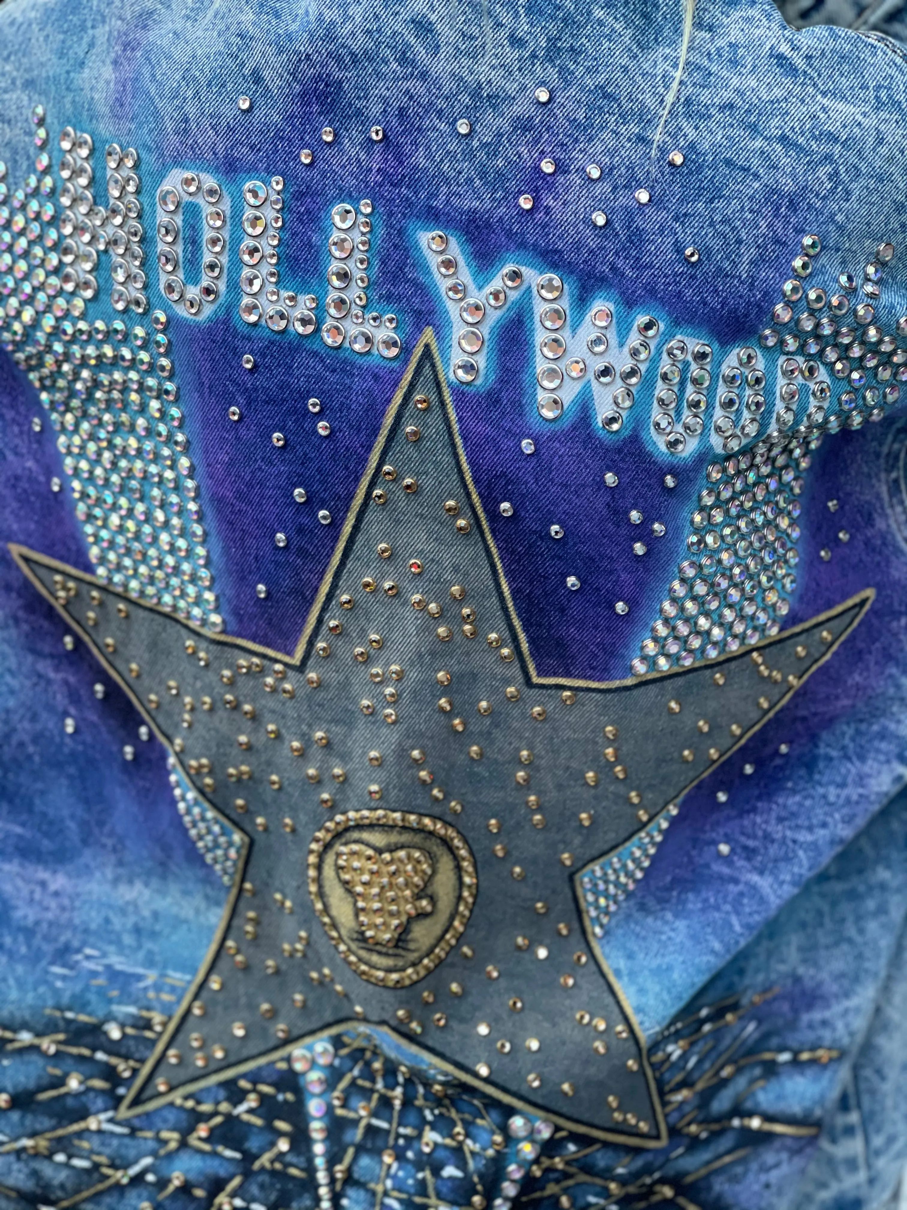 Vintage 1987 Rhinestone Bedazzled Hollywood Jean Jacket