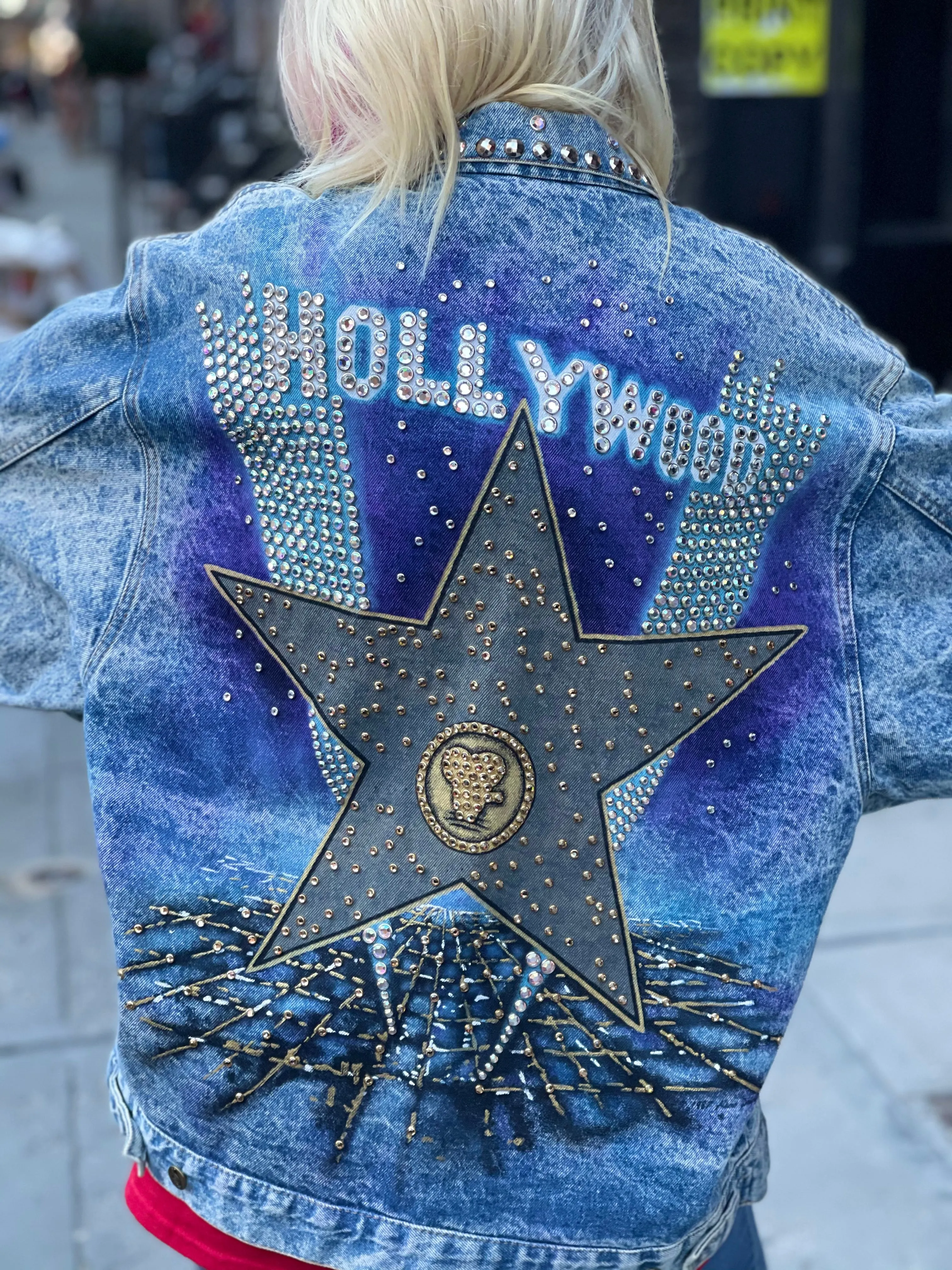 Vintage 1987 Rhinestone Bedazzled Hollywood Jean Jacket