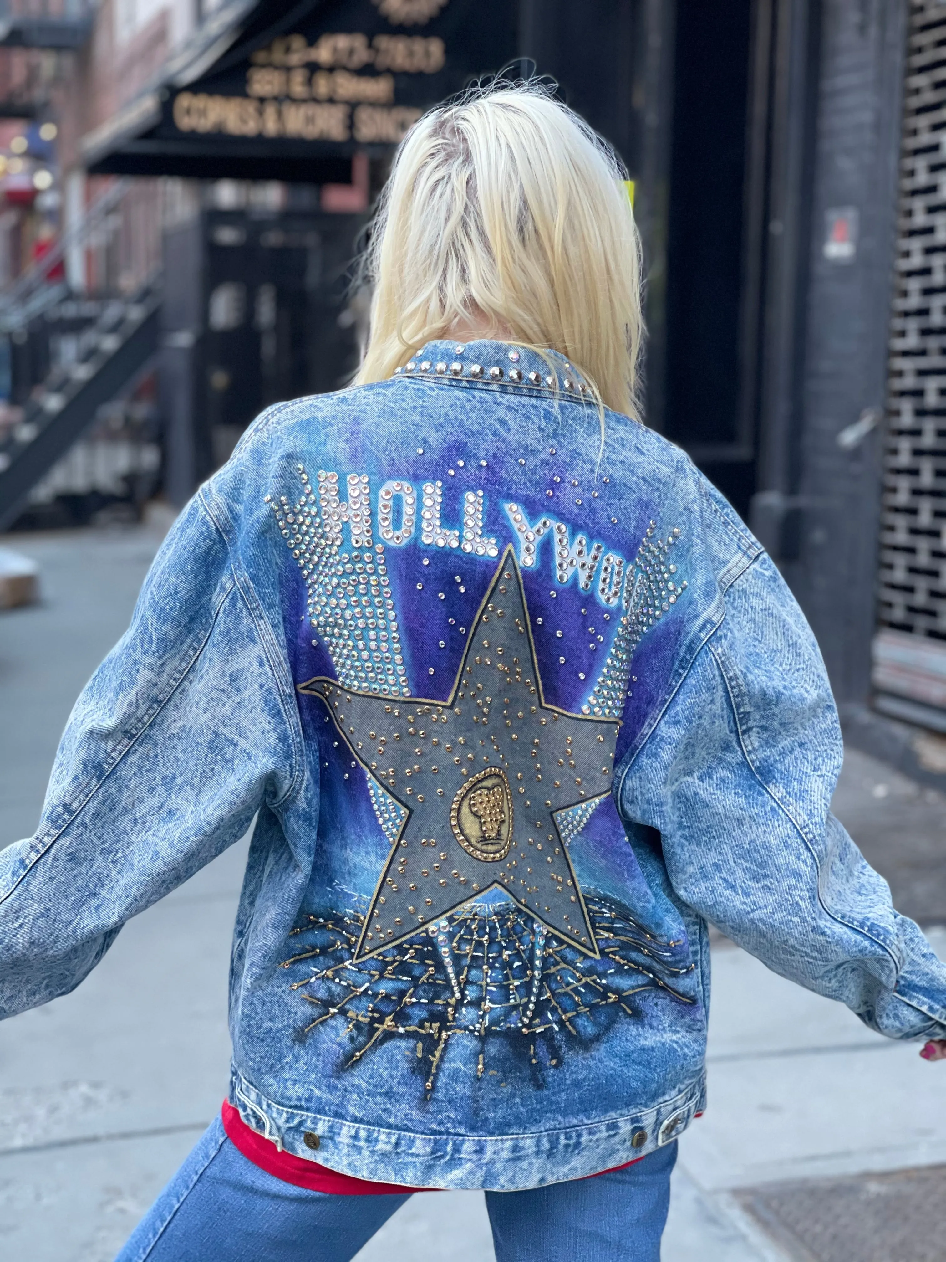 Vintage 1987 Rhinestone Bedazzled Hollywood Jean Jacket