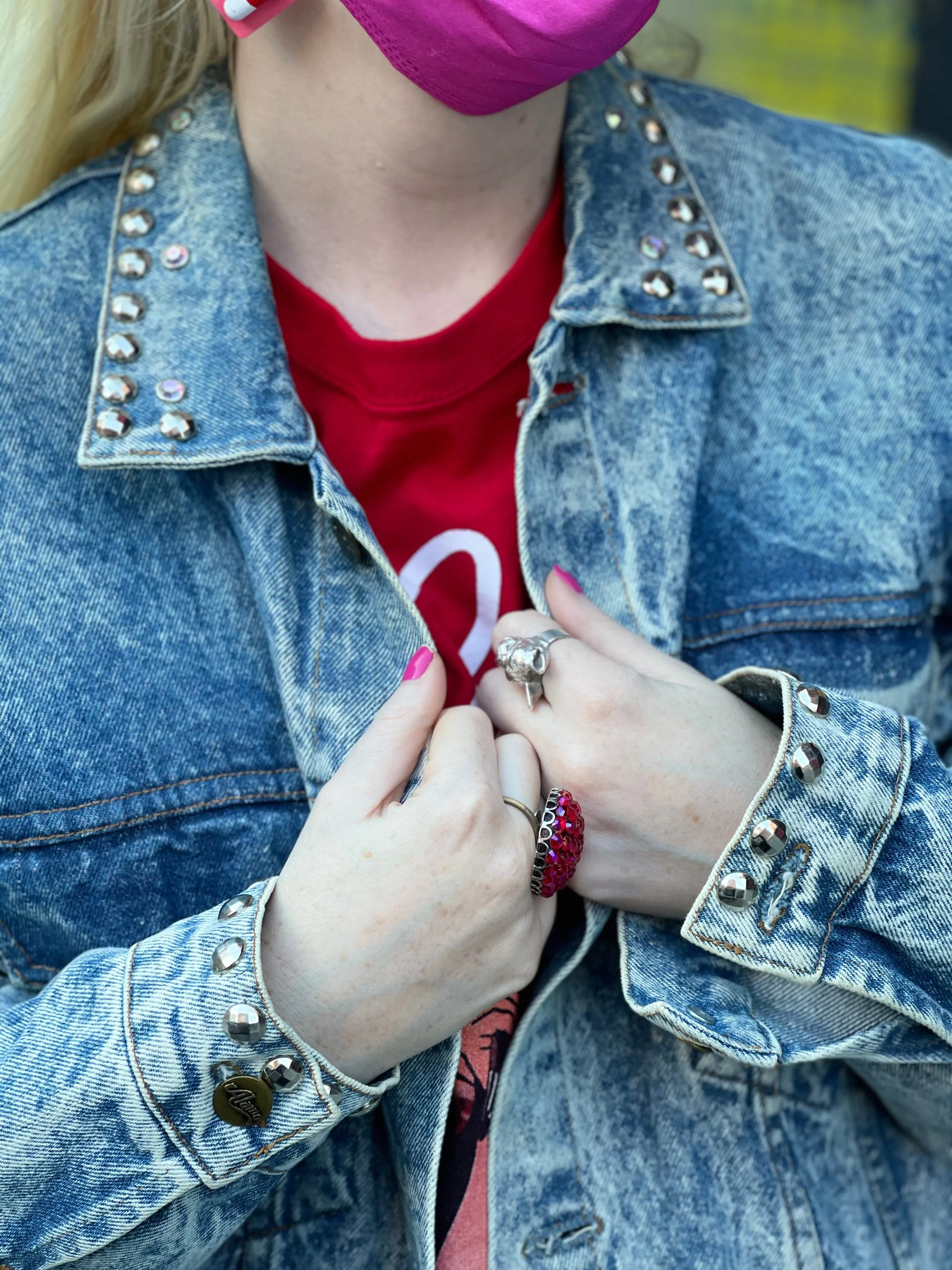 Vintage 1987 Rhinestone Bedazzled Hollywood Jean Jacket