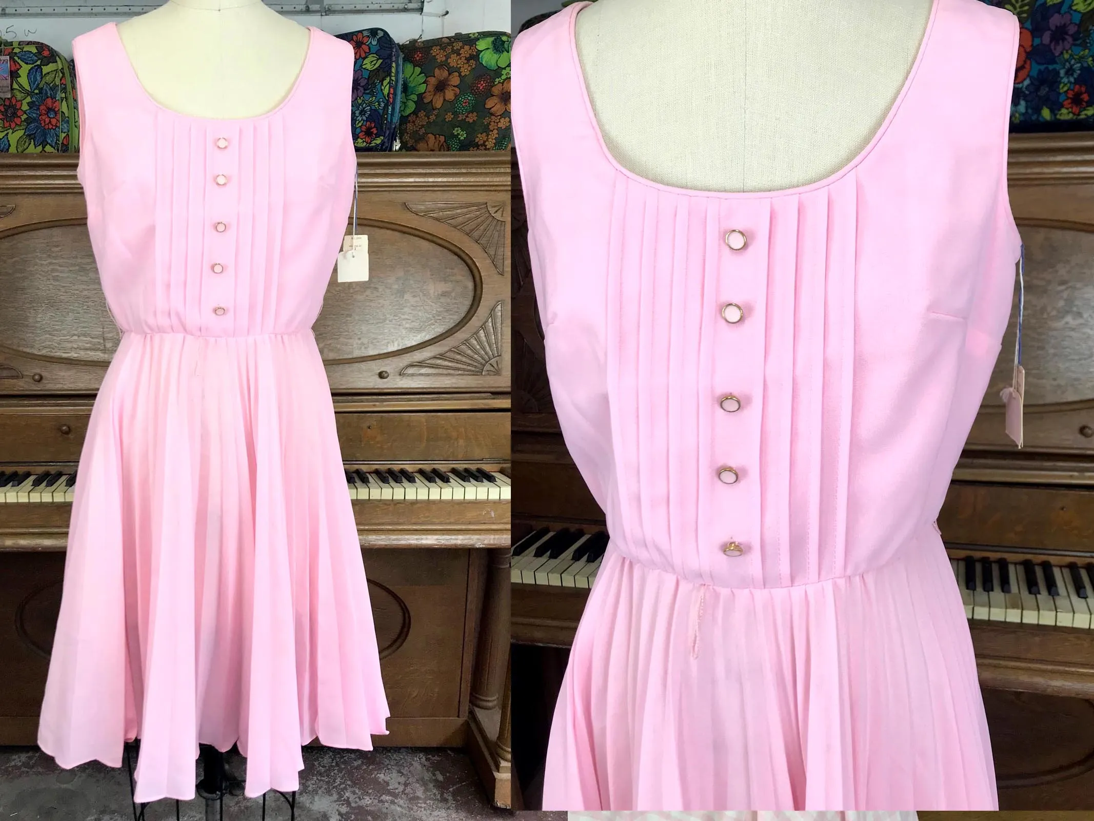 Vintage 60s 70s | Pink Dead Stock Howard Wolf GoGo Mod Scooter Mini Dress | S