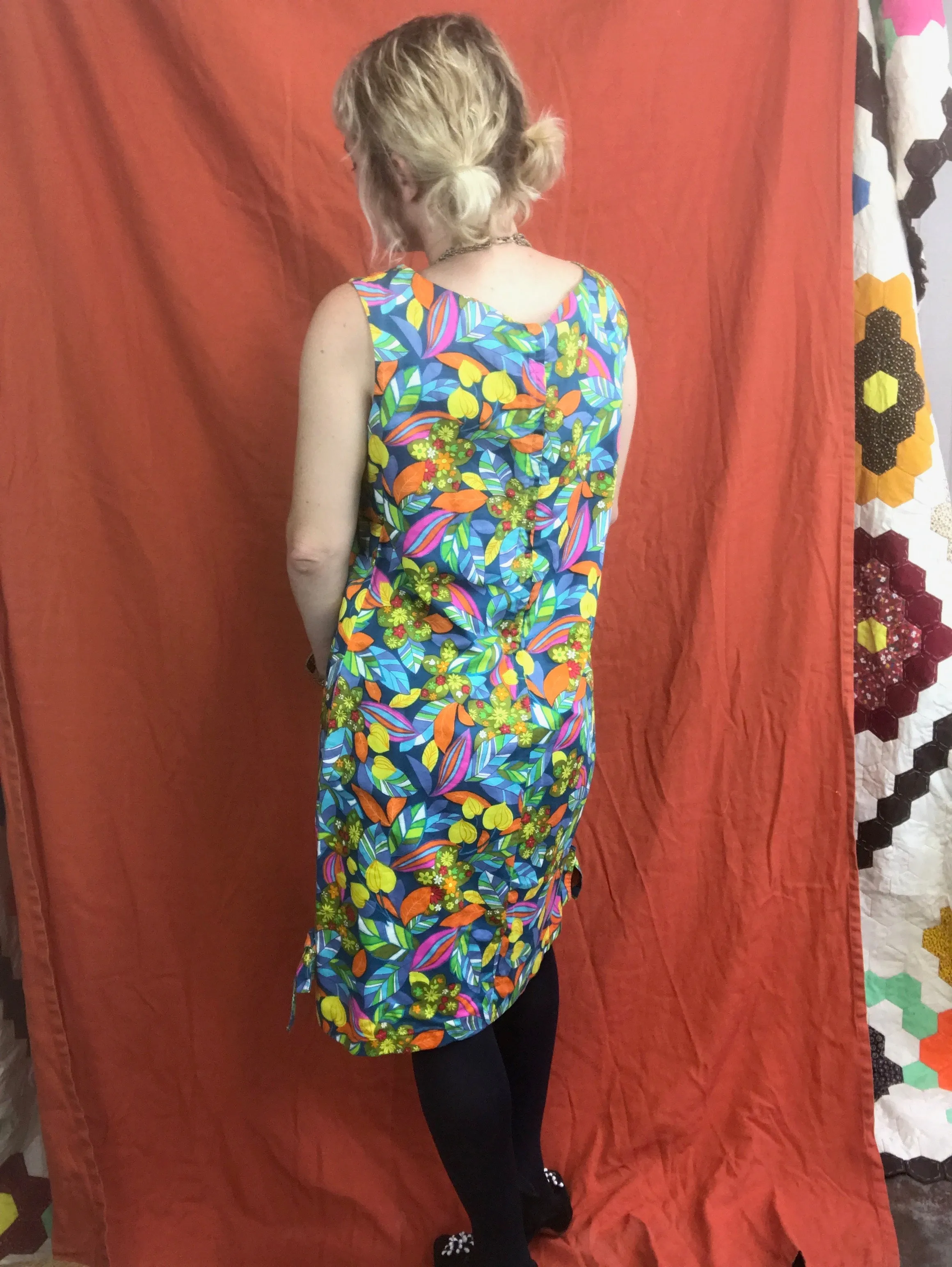 Vintage 60s 70s | Rainbow Cotton Mini MOD Hawaiian GoGo A Line Dress | Size M