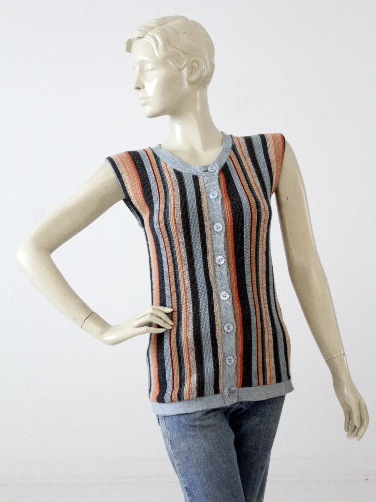 vintage 80s striped knit vest