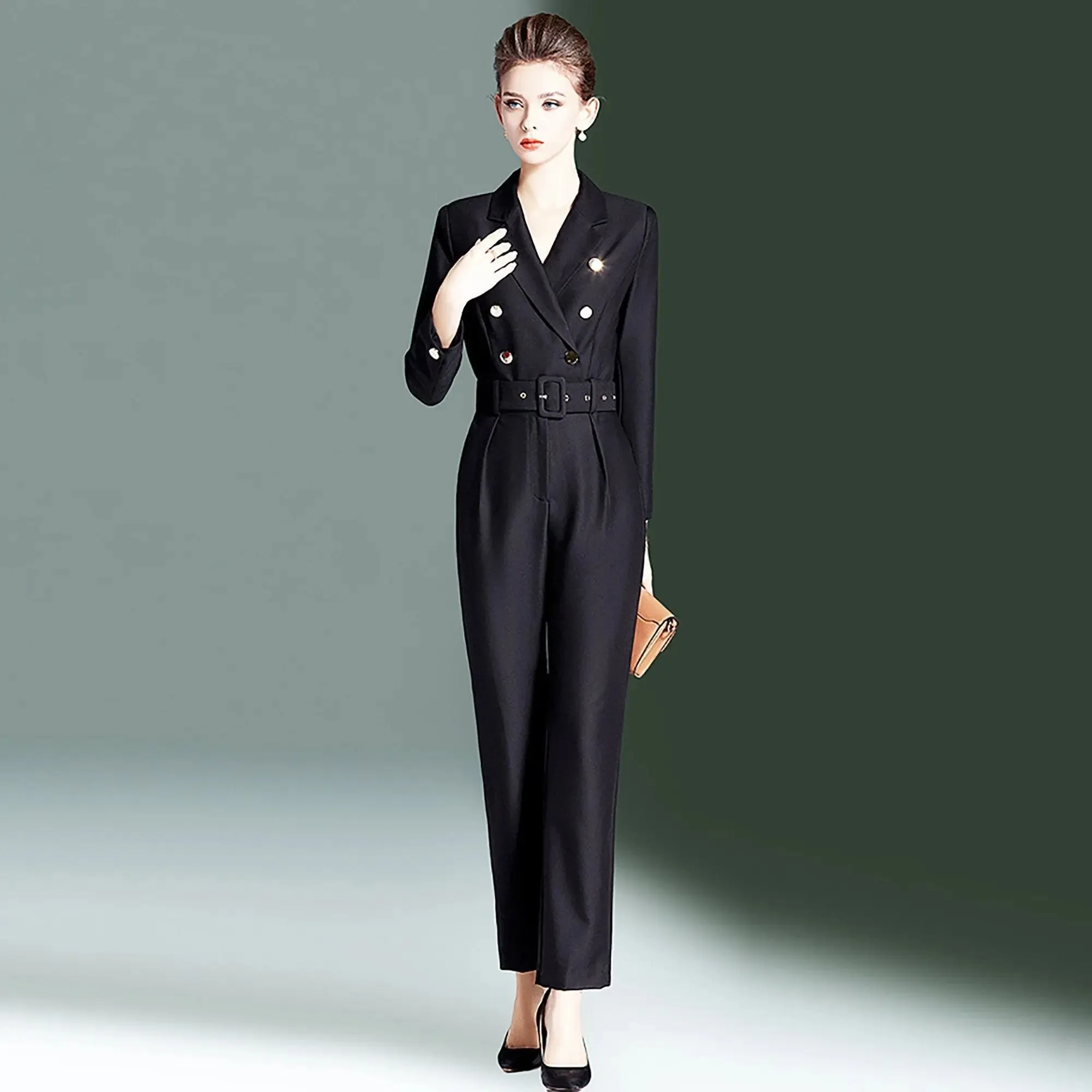 Women's Formal Jumpsuit,Black Jumpsuit,White Jumpsuit women,Long sleeve Rompers,Wedding Jumpsuit,Office Lady Jumpsuit,Black Suit Pants