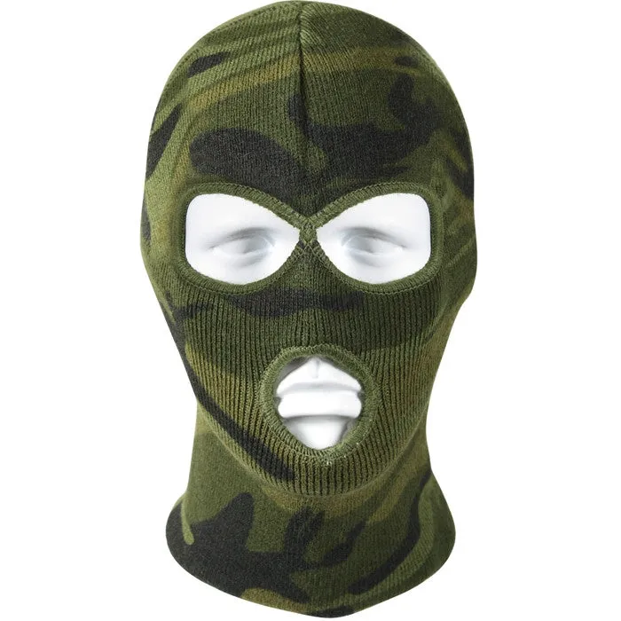 Woodland Camouflage - Deluxe 3-Hole Face Mask